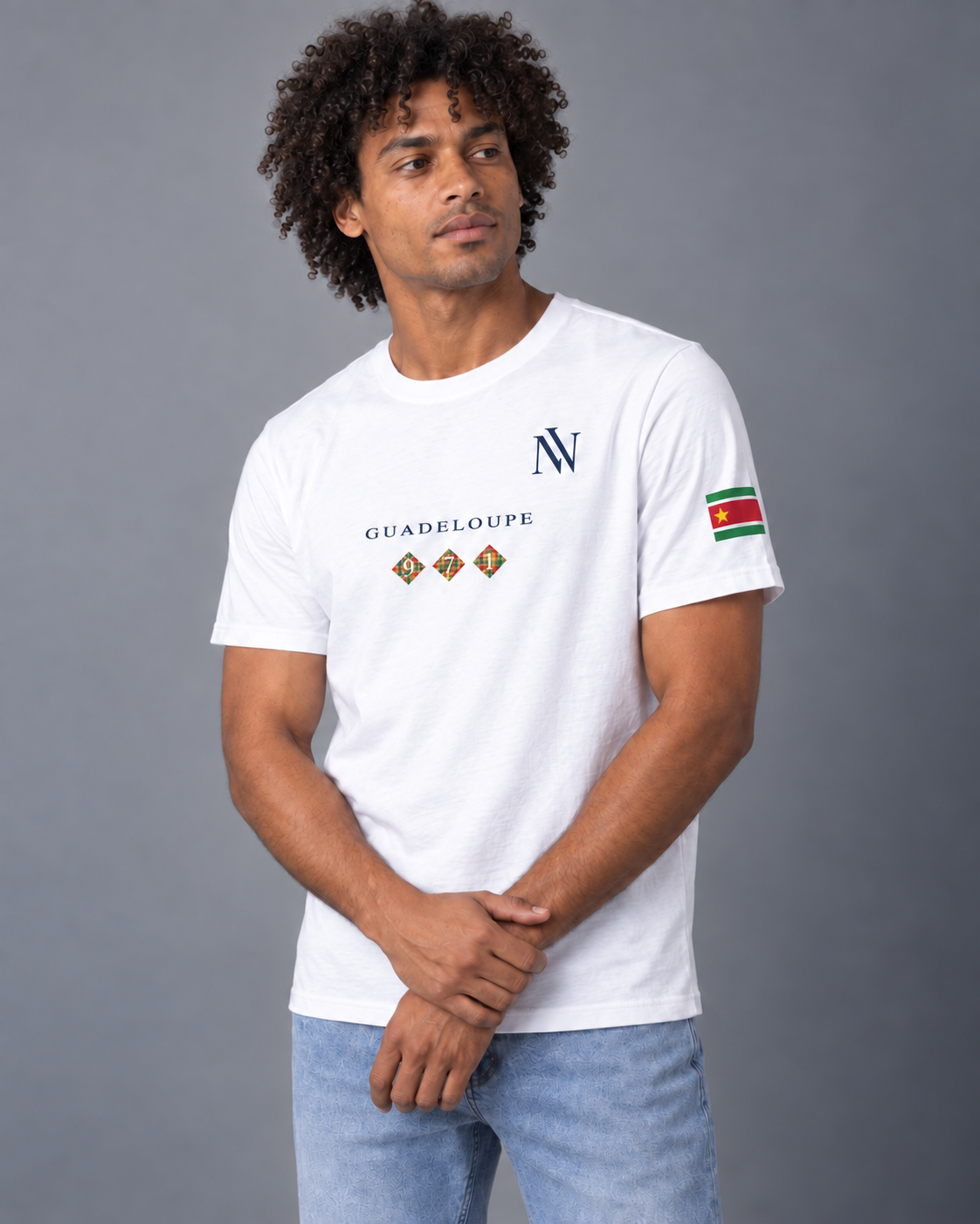 Guadeloupe 971 — mannequin hero, drapeau corrigé